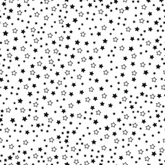 Fototapeta premium Black stars with white background. Seamless fabric design pattern II