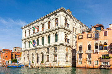Naklejka premium Palazzo Corner della Ca' Granda palace on Grand Canal (seat of province of Venice and city's prefect) built in 16th century, Venice, Italy