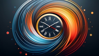 dynamic circular clock design showcasing fluid motion lines indicating time moving quickly
