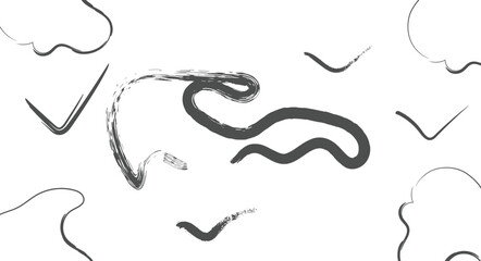 a simple abstract black and white sketch presents flowing curved lines and shapes resembling a minimalistic bird in flight against a white background