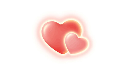 Fototapeta premium Glowing red heart icons with yellow outline on a white background, conveying a loving and romantic mood.