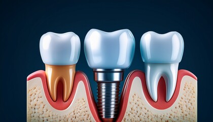 dental implant in jawbone with teeth implant surgery dentistry tooth oral surgery healthcare