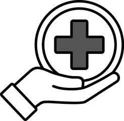 healthcare outline style icon. healthcare minimal icon, heart on hand denoting concept of heart care, Heart beat black vector icon, care glyph icon, health outline icon, Healthcare support glyph icon.