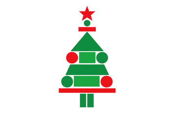 Obraz premium Minimalist christmas tree design creating a festive holiday icon with simple geometric shapes, transparent background