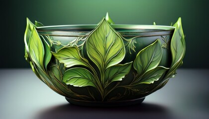 decorative bowl made with green leaves