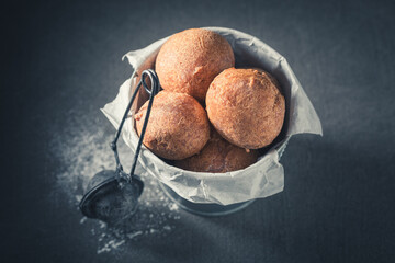 Fresh and sweet mini doughnuts baked at home.