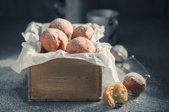 Fresh and sweet mini doughnuts as a tasty snack.