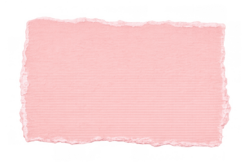 Pink corrugated cardboard paper scrap, torn with rough texture and blank space, isolating on a transparent alpha channel