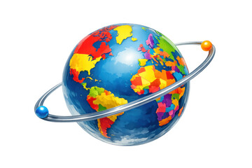 Earth globe spinning with colorful continents representing global connection, travel, and international communication