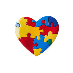Heart made of colorful puzzle pieces, symbolizing World Autism Awareness Day.