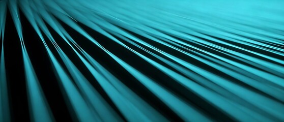 暗闇に漂う青緑の光線が描くミニマルな輝き