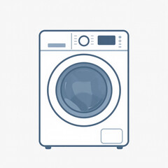 Minimalist line drawing of front-load washing machine with open door and digital panel