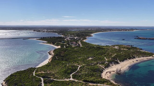 Perth Coastline, Western Australia &ndash; 4K Aerial Drone Footage of Cape Peron with Rocky Headland, Turquoise Water, Limestone Coastline, Islands, Shallow Reefs, Scenic Coastal Landscapes, Indian Ocean