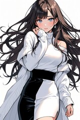 An anime-style girl posing against a white background.