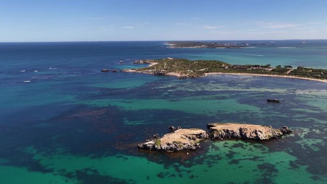 Perth Coastline, Western Australia &ndash; 4K Aerial Drone Footage of Cape Peron with Rocky Headland, Turquoise Water, Limestone Coastline, Islands, Shallow Reefs, Scenic Coastal Landscapes, Indian Ocean