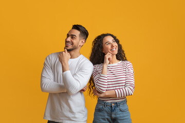 Pensive Arab Man And Woman Thinking About Something And Looking Away, Thoughtful Middle Eastern...