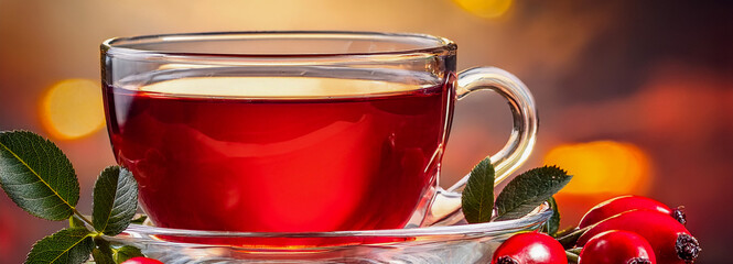 cup of tea with red rose hip