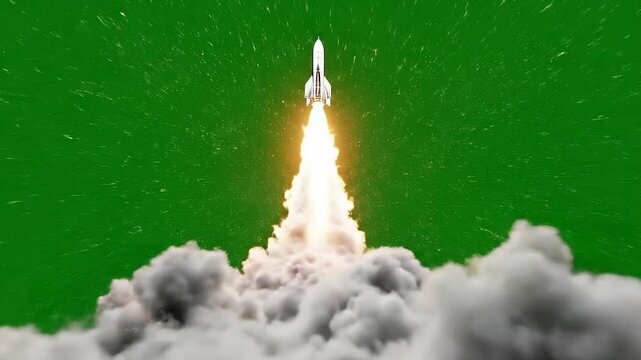 Space shuttle launch with green screen,green,light