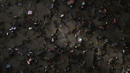 Obraz premium Abstract Texture, Cracked Surface, Dark Background, Digital Art, High Contrast, Close-Up, Visual Depth