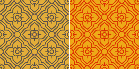 Vector vintage geometric Thai seamless pattern in retro style. Thai ornament.