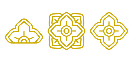 Vector traditional geometric Thai ornament elements. Thai ornament icons.