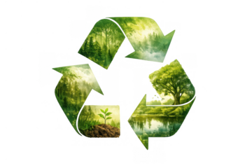 Recycling symbol representing sustainable nature, green environment, growing plant, and healthy ecosystem on transparent background