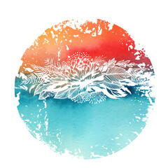 Floral abstraction in a circle. hand drawing. Not AI, Vector illustration