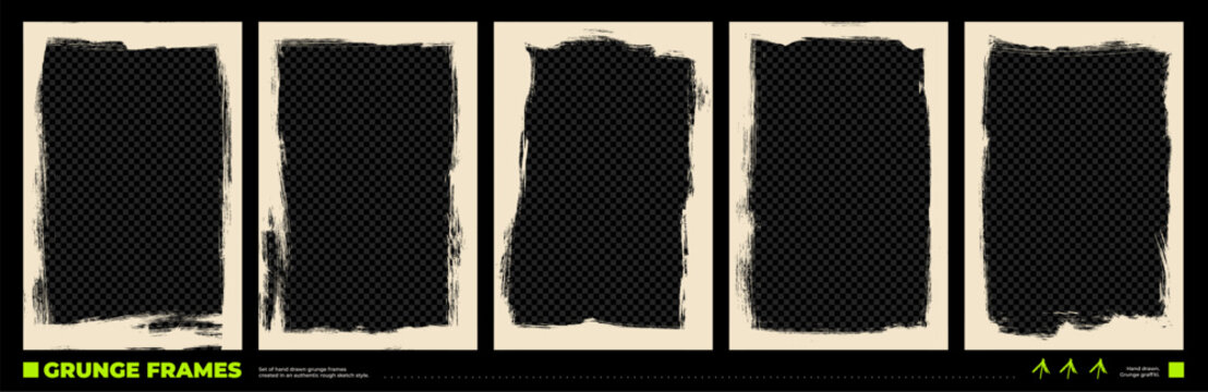 Snow grunge graffiti photo frames. Spray paint photo borders for social media networks. Grunge graffiti frame template collection with torn rough edges. Vintage texture brush background.