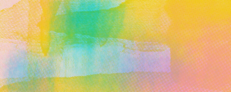 Colorful yellow green gradient background with risograph print effect. Warm colored analog overlay texture. Abstract risograph print background with hanftone and stencil brush strokes.