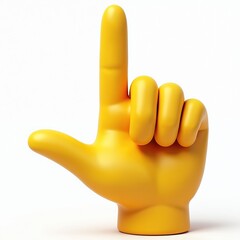 Yellow hand emoji points up with index finger raised. Thumb and other fingers curled. Gesture signifies direction or attention. Simple graphic symbol.