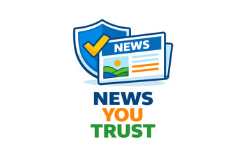 Reliable news graphic with shield and check mark illustration