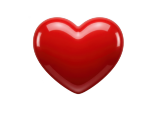 Vibrant red heart icon isolated on transparent background isolated on white background