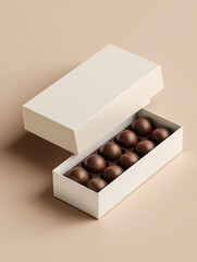 Luxury Chocolate Truffles in Elegant White Gift Box Mockup