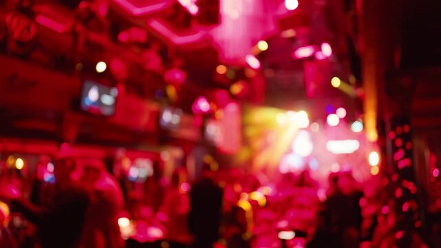 Lively dance floor ambiance, Highenergy club atmosphere with flashing lights and pulsing music