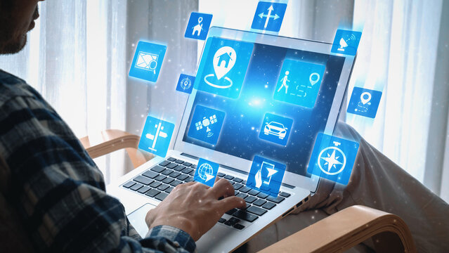 GPS icons show navigation, GPS tracking, and location. GPS supports real time maps, direction, and GPS navigation services for mobility and transport. Gist