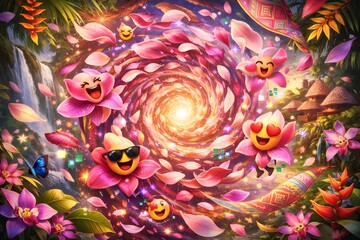 Fragrant Echo Petals in Surreal Connection Vortex Fantasy World