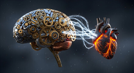 Brain and Heart Connection - A Steampunk Interpretation of Mind and Emotion.
