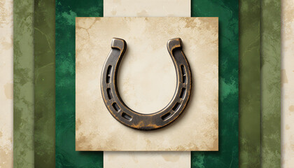 Horseshoe symbolizing luck on textured background for St. Patrick's Day  