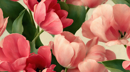 Close-up of pink tulips in full bloom