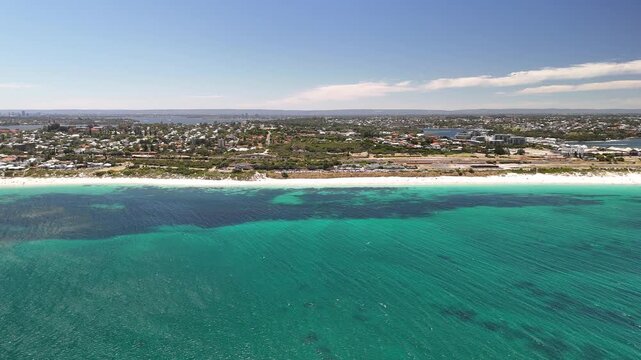 Swanbourne Beach, Perth, Western Australia &ndash; 4K Aerial Drone Footage of White Sand Beach, Turquoise Ocean, Coastal Residental Suburb, Shoreline, Clear Water, Indian Ocean Coast, Nearby Cottesloe Beach