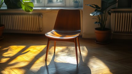 Smartphone next to office chair in sunlight 