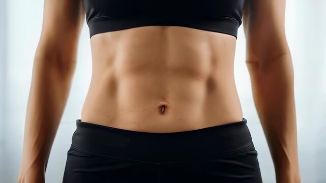 Woman's sculpted abdomen demonstrating fitness and health