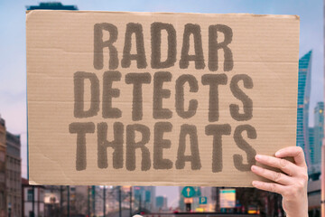 "Radar Detects Threats" Systems identify incoming dangers early. RADAR. DETECTION. SYSTEMS. THREATS. EARLY.