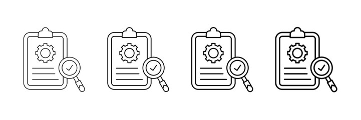 Audit Process Icons Vector Set In Different Stroke Line Style