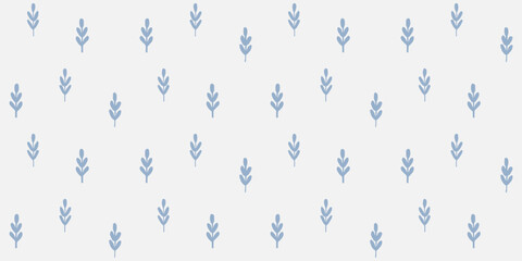 Seamless minimal wheat sprout pattern with soft blue tones