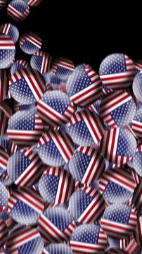 United States Flag Transition With Transparent Background In Vertical