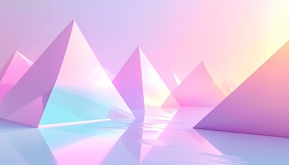 Futuristic 3D Pyramids with Pastel Gradient Lighting