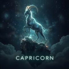 Capricorn Zodiac in Cosmic Space. 