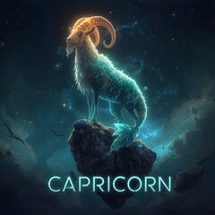 Capricorn Zodiac in Cosmic Space. 