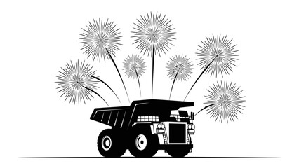 Dump Truck Launching Dandelions in Creative Industry Landscape